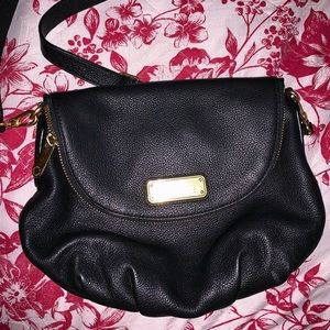 Classic black leather Marc Jacobs messenger bag
